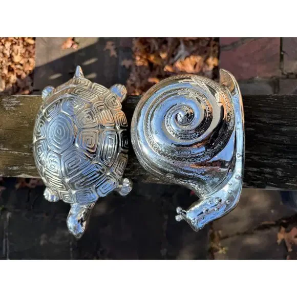 Pair of Georges Briard Vintage MCM Snail and Turtle Mid Century Modern